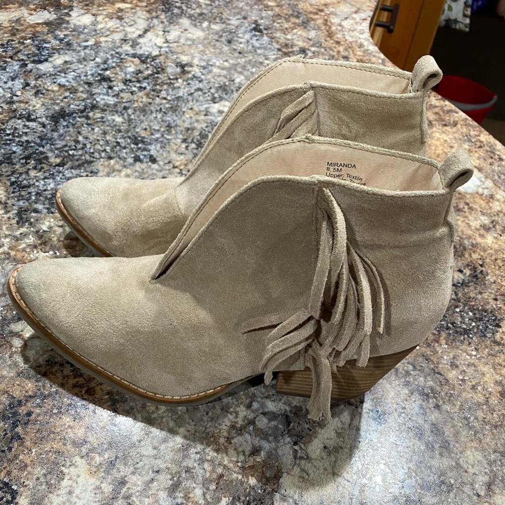 Tan suede booties